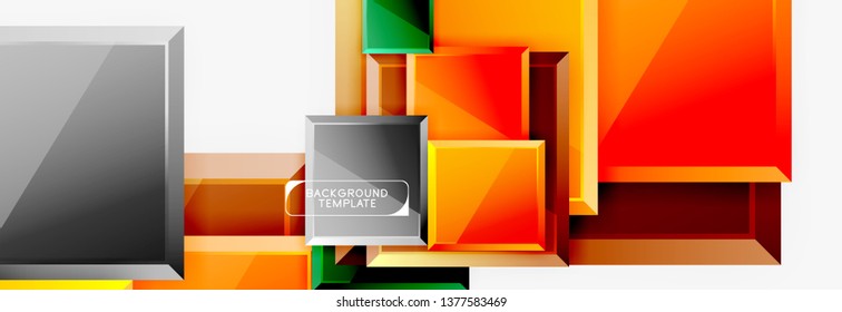 Minimal square banner abstract background, 3d modern effect