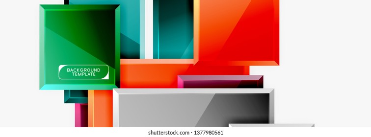 Minimal square banner abstract background, 3d modern effect