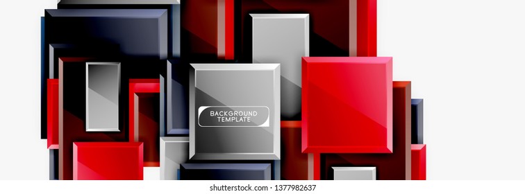 Minimal square banner abstract background, 3d modern effect
