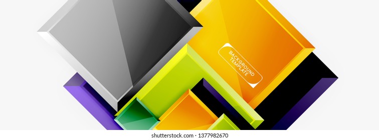 Minimal square banner abstract background, 3d modern effect