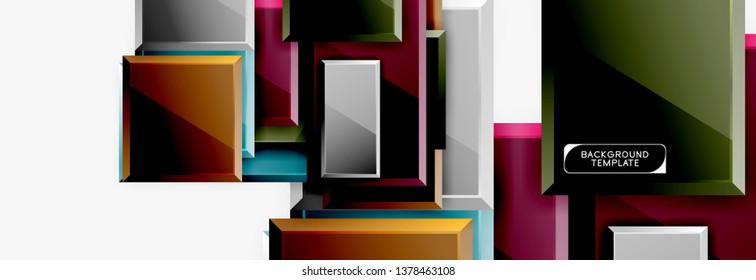 Minimal square banner abstract background, 3d modern effect