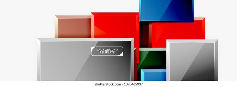 Minimal square banner abstract background, 3d modern effect