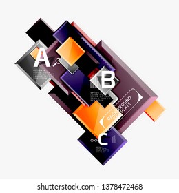 Minimal square banner abstract background, 3d modern effect