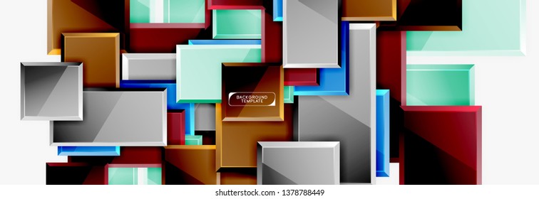 Minimal square banner abstract background, 3d modern effect