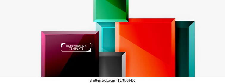 Minimal square banner abstract background, 3d modern effect