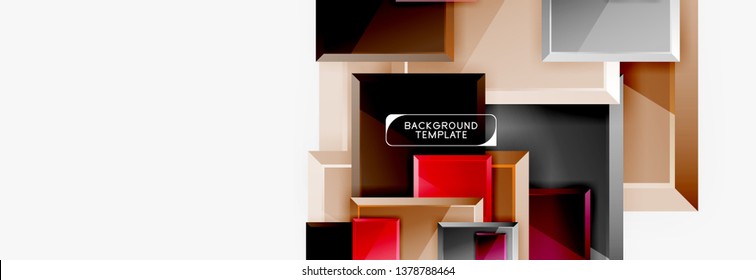 Minimal square banner abstract background, 3d modern effect