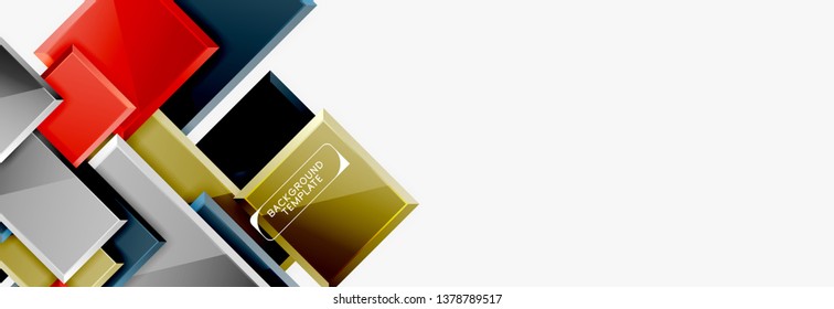 Minimal square banner abstract background, 3d modern effect