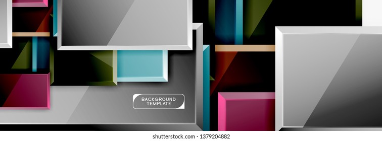Minimal square banner abstract background, 3d modern effect