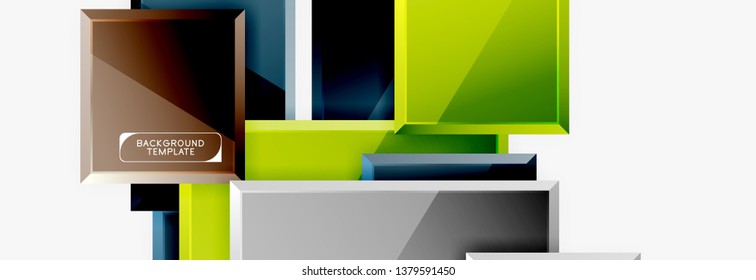 Minimal square banner abstract background, 3d modern effect