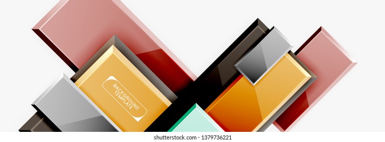 Minimal square banner abstract background, 3d modern effect