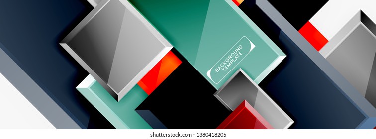 Minimal square banner abstract background, 3d modern effect