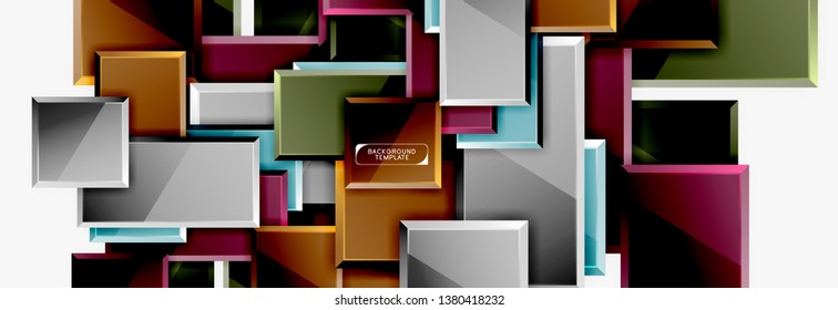 Minimal square banner abstract background, 3d modern effect