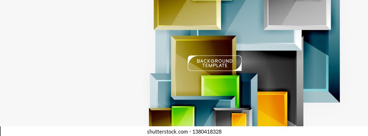 Minimal square banner abstract background, 3d modern effect