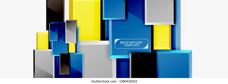 Minimal square banner abstract background, 3d modern effect