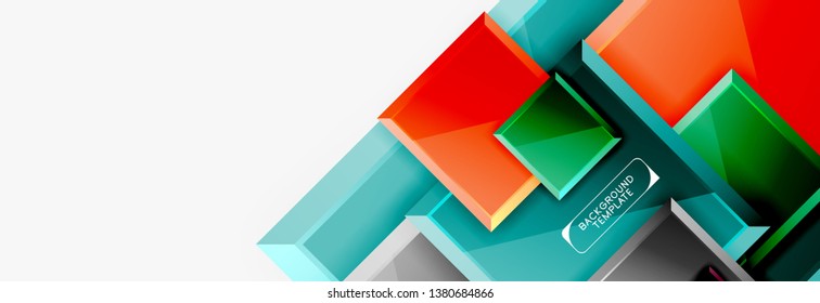 Minimal square banner abstract background, 3d modern effect