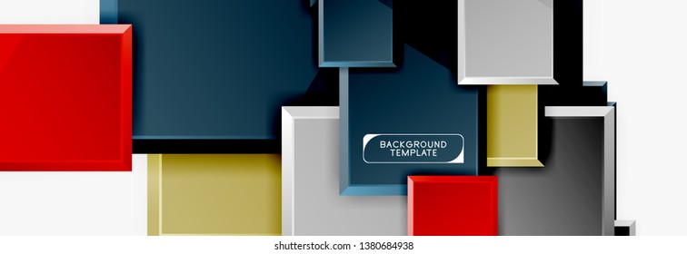 Minimal square banner abstract background, 3d modern effect