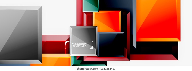 Minimal square banner abstract background, 3d modern effect
