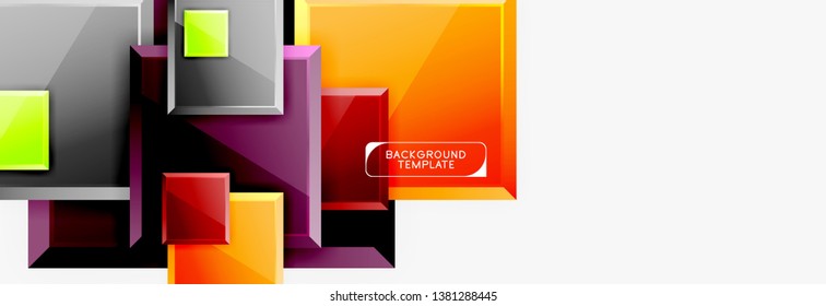Minimal square banner abstract background, 3d modern effect