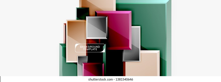 Minimal square banner abstract background, 3d modern effect