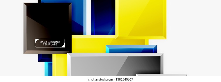 Minimal square banner abstract background, 3d modern effect