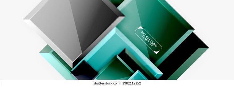 Minimal square banner abstract background, 3d modern effect