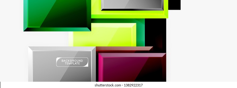 Minimal square banner abstract background, 3d modern effect