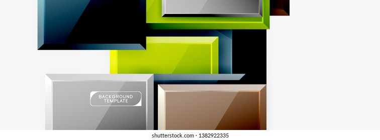 Minimal square banner abstract background, 3d modern effect