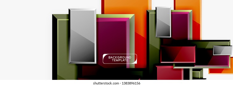 Minimal square banner abstract background, 3d modern effect