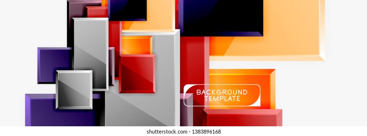 Minimal square banner abstract background, 3d modern effect