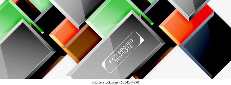 Minimal square banner abstract background, 3d modern effect