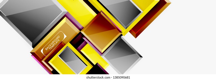 Minimal square banner abstract background, 3d modern effect