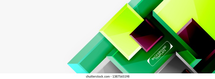 Minimal square banner abstract background, 3d modern effect