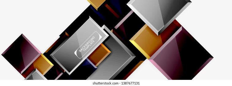 Minimal square banner abstract background, 3d modern effect