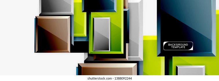 Minimal square banner abstract background, 3d modern effect
