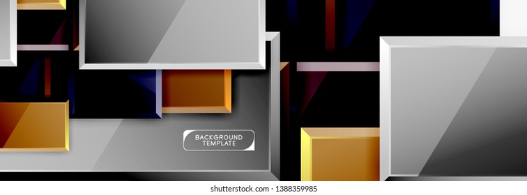 Minimal square banner abstract background, 3d modern effect