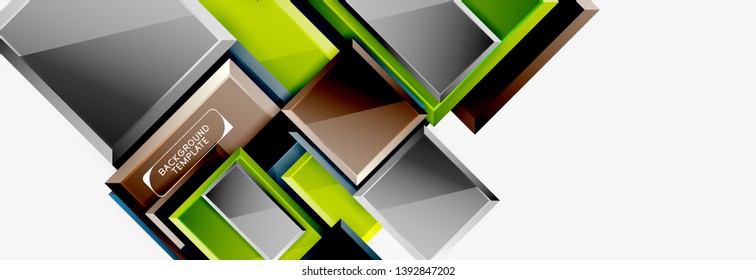 Minimal square banner abstract background, 3d modern effect