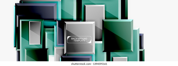 Minimal square banner abstract background, 3d modern effect