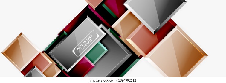 Minimal square banner abstract background, 3d modern effect