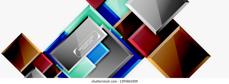 Minimal square banner abstract background, 3d modern effect