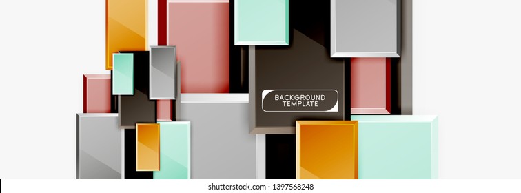 Minimal square banner abstract background, 3d modern effect