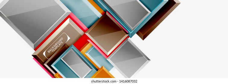 Minimal square banner abstract background, 3d modern effect
