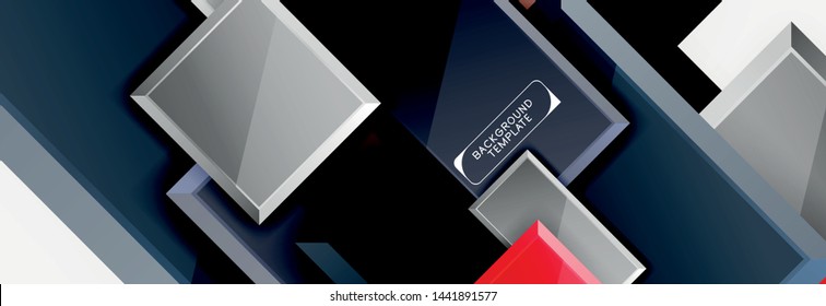 Minimal square banner abstract background, 3d modern effect