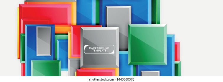 Minimal square banner abstract background, 3d modern effect