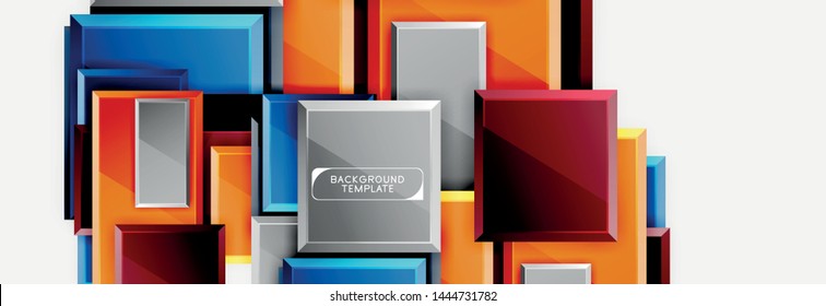 Minimal square banner abstract background, 3d modern effect