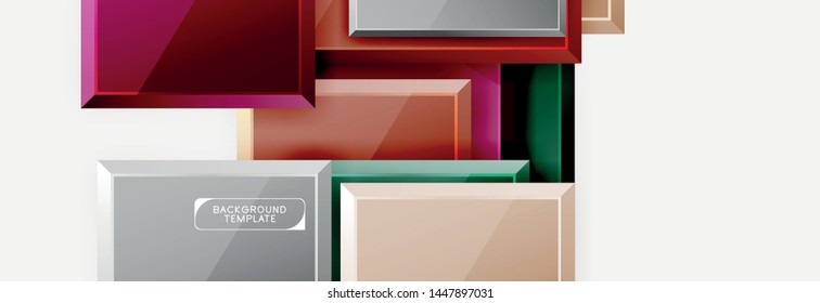 Minimal square banner abstract background, 3d modern effect