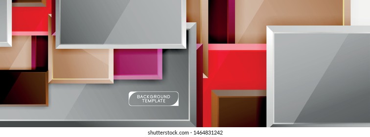 Minimal square banner abstract background, 3d modern effect