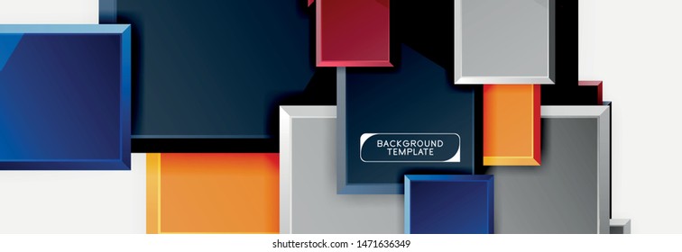 Minimal square banner abstract background, 3d modern effect