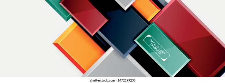 Minimal square banner abstract background, 3d modern effect