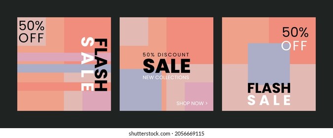 Minimal square banner with aesthetic color. Suitable for social media post and digital marketing. Vector illustration