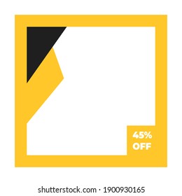  plantilla mínima de banner cuadrado. Color de fondo negro y amarillo con forma para publicaciones en medios sociales y anuncios web. 40% de descuento 